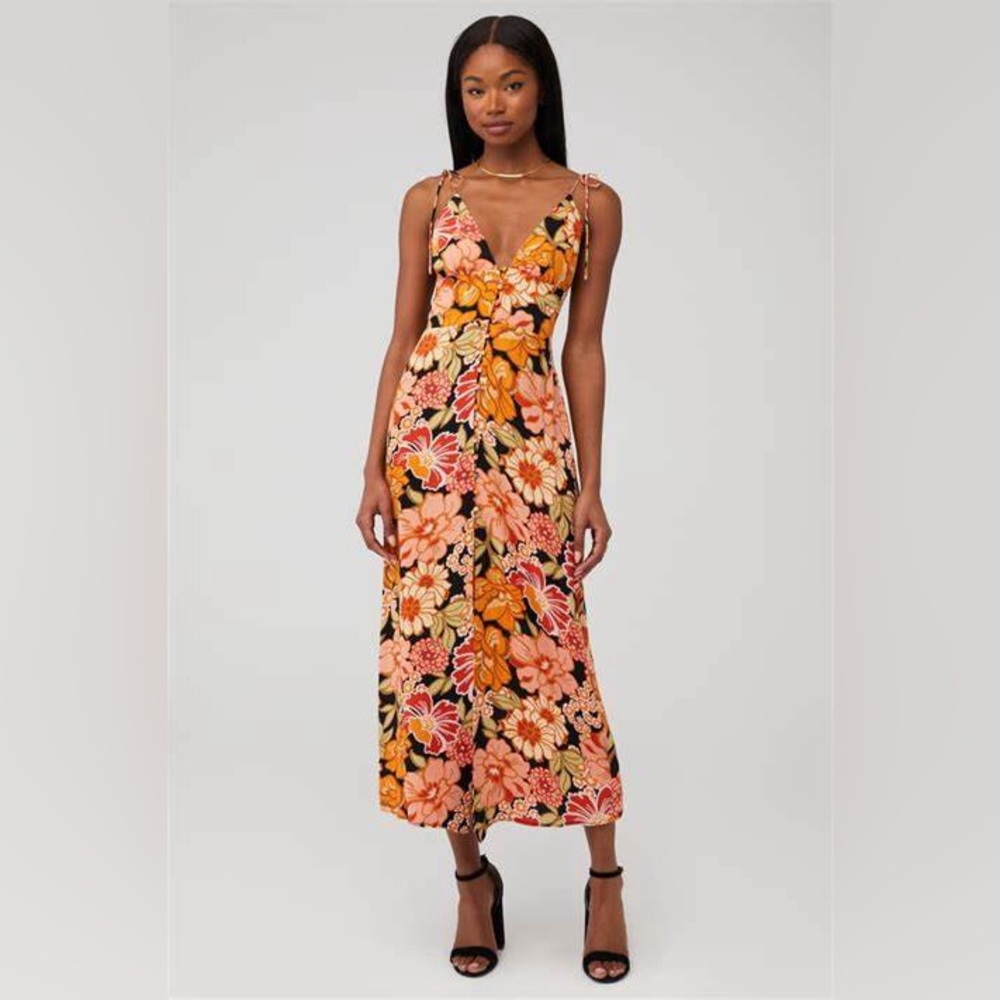 Revolve Mink Pink Rey Tie Strap Floral Maxi Dress